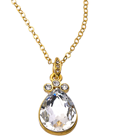 Carolee Gold and Crystal Royal Redeux Teardrop Pendant Necklace