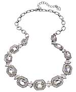 Carolee Silver and Emerald Cut Crystal Royal Redeux Collar Necklace
