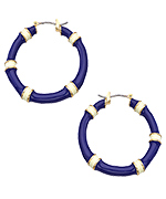 Carolee Gold Cobalt Blue and White Enamel Hoop Earrings