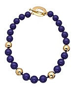Carolee Gold and Cobalt Blue Enamel Beaded Necklace