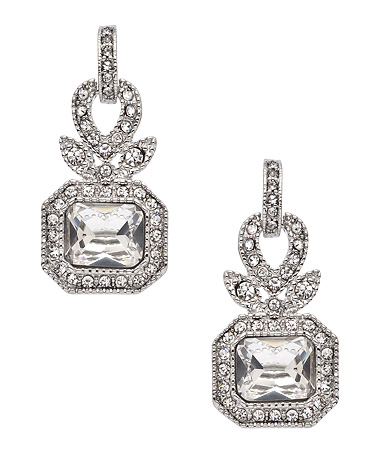 Carolee Regal Reflection Crystal Rectangular Drop Earrings