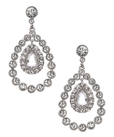 Carolee Regal Reflection Crystal Gypsy Hoop Earrings