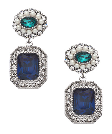 Carolee Regal Reflection Peacock Ornate Double Drop Earrings