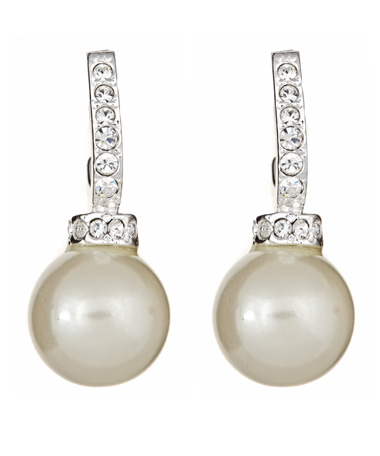 Carolee Pave Hoop Pearl Drop Earrings