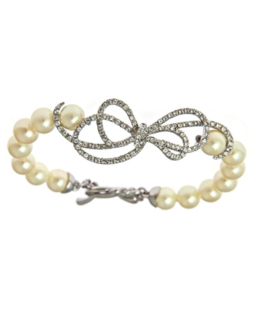 Carolee Crystal Bow on a Pearl Bracelet