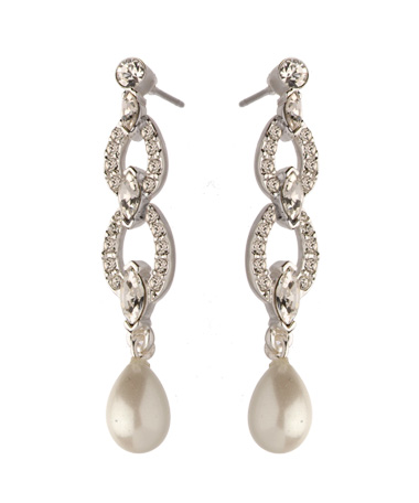 Carolee Austrian Crystal Link and Pearl Earrings