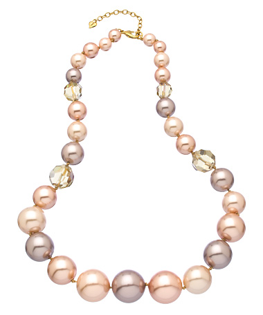 Carolee Gold Crystal and Graduated Multi-color Pearl Necklace