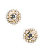 Carolee Geometric Pearl Button Earrings