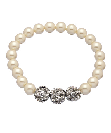 Carolee Pearl Crown Stretch Bracelet