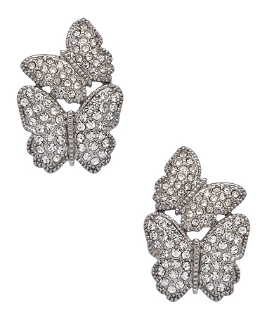 Carolee Silver and Crystal Butterfly Earrings