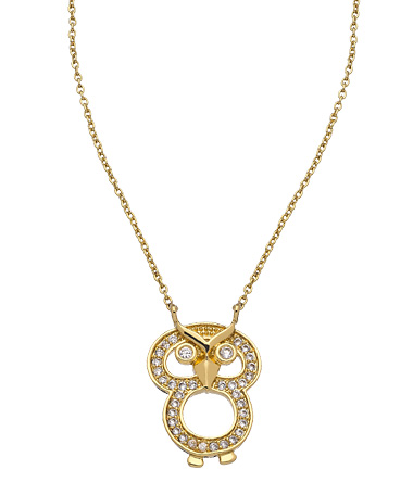 Carolee Gold and Crystal Owl Pendant Necklace
