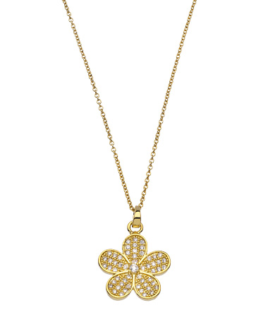 Carolee Gold and Crystal Flower Pendant Necklace