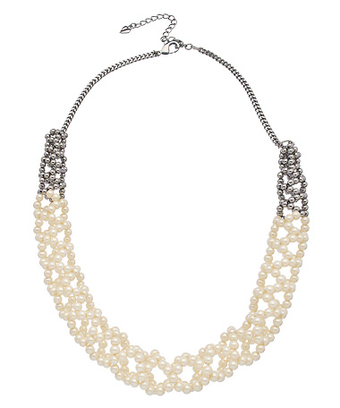 Carolee Silver and Pearl Collar Necklace