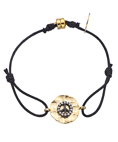 Carolina Loyola Peace Sign Hammered Disc Thin Bracelet