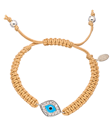 Carolina Loyola Evil Eye Beige Macrame Bracelet