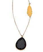 Carrie Saxl Gold and Teardrop Onyx Fauna Necklace
