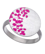 Carrie Saxl Silver and Fuchsia Vine Ring