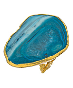 Charlene K Blue Agate Quartz and Gold Ring
