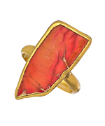 Charlene K Coral Jasper and Gold Ring