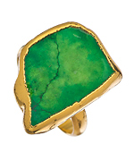 Charlene K Green Jasper and Gold Ring