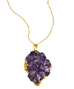 Charlene K Amethyst Natural Stone cluster and Gold Pendant Necklace