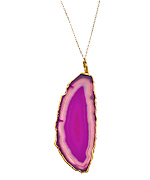 Charlene K Sliced Fuchsia Agate Pendant Necklace