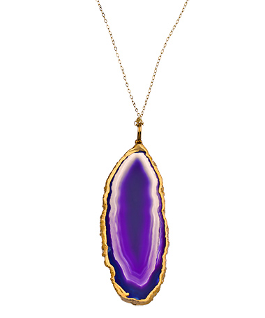 Charlene K Sliced Purple Agate Pendant Necklace