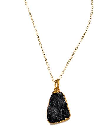 Charlene K Black Druzy Pendant Necklace