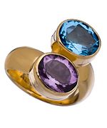 Charles Albert Gold Amethyst and Blue Topaz Ring