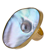 Charles Albert Gold and Mabe Blister Pearl Ring