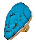 Charles Albert Gold and Freeform Turquoise Ring