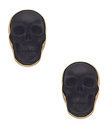 Kesha Rose by Charles Albert Obsidian Skull Post Earrings