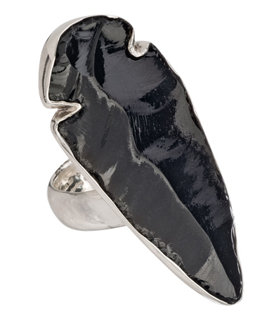 Charles Albert Obsidian Arrowhead Adjustable Ring