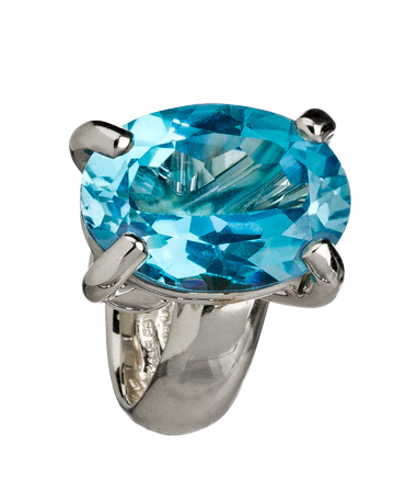 Charles Albert Raised Blue Topaz Adjustable Cocktail Ring
