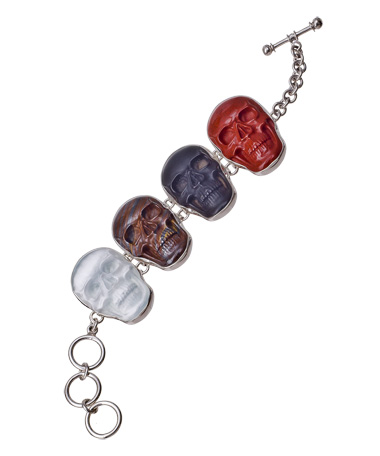 Charles Albert Multi-Stone Skull Linked Bracelet