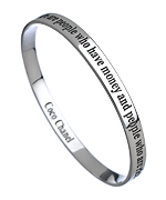 Charmed Circle Silver Coco Chanel Quote Inspirational Bangle