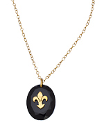 Charmed Circle Onyx Fleur de Lis Necklace