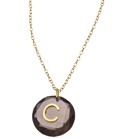 Charmed Circle Smoky Quartz Personalized Initial Necklace