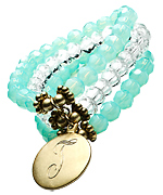 Danielle Stevens Clear Aqua Chalcedony Initial Charm Bracelet