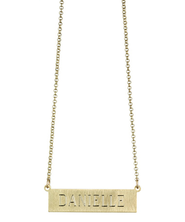 Danielle Stevens Gold Rectangle Nameplate Necklace