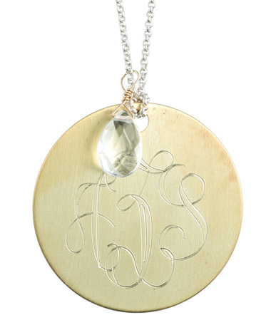 Danielle Stevens Gold Monogram Disk and Charm Necklace
