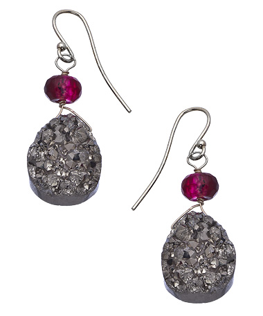 Danielle Stevens Silver Druzy Drop Earrings