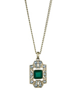 Danielle Stevens Gold Green and Crystal Pendant Necklace