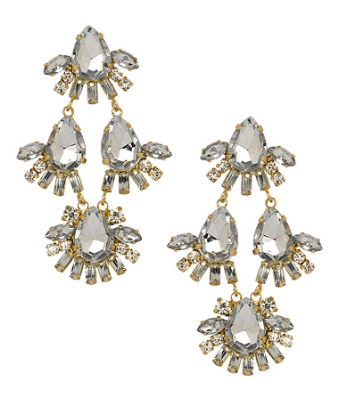 Danielle Stevens Aurora Gem Chandelier Earrings in Clear Crystal