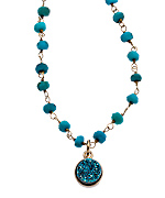 Dara Ettinger Aqua Druzy Frannie Beaded Necklace