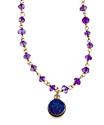 Dara Ettinger Amethyst Druzy Frannie Beaded Necklace