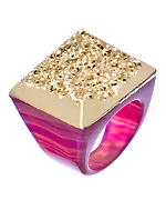 Dara Ettinger Top Dipped Gold and Pink Agate Jill Ring