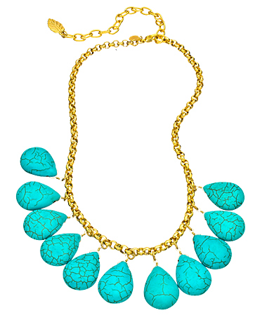 David Aubrey Turquoise Teardrops Bib Necklace