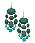 David Aubrey Emerald Glass Turquoise Chandelier Earrings