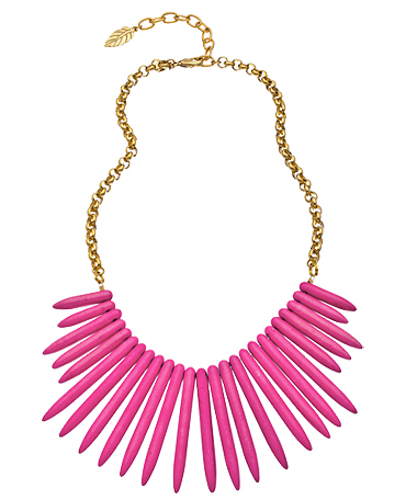 David Aubrey Pink Turquoise Spike Bib Necklace